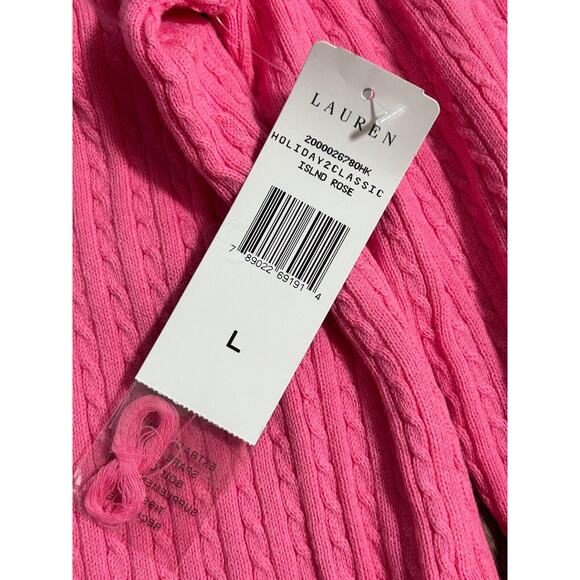Lauren Ralph Lauren Sweater Womens Large Pink Cable Knit Classic Fit Preppy NWT - Picture 4 of 8